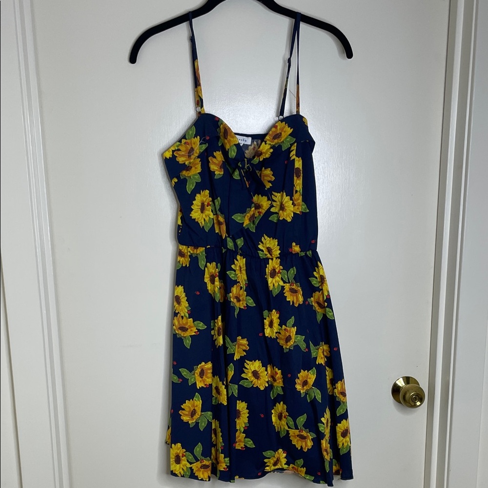 Bailey Blue Floral Mini Dress - Navy and Yellow